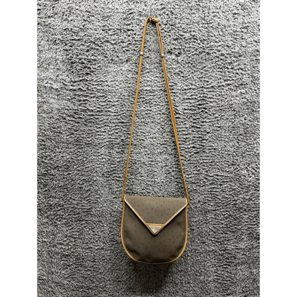 Vintage YVES SAINT LAURENT YSL Tan Leather Trim Bag‎ Classic Logo